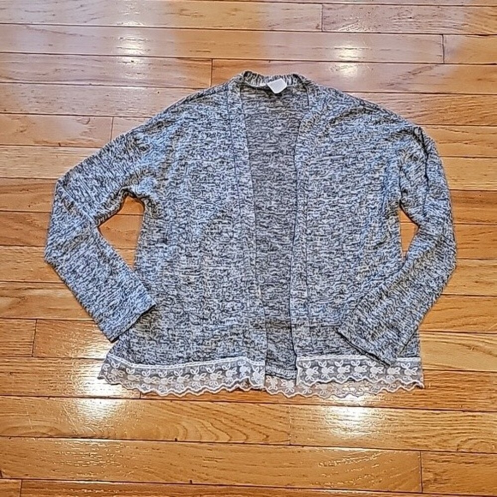 Btween Long Sleeve Cardigan with Lace Trim. Girls size 12